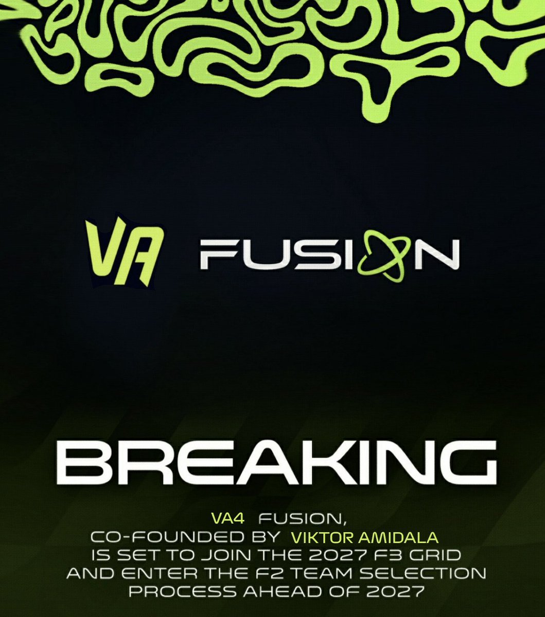va4fusion's tweet photo. VA⁴ Fusion team has acquire selected assets from AIX Racing, including entry for the 2027 FIA F3 season and has confirmed it will enter the FIA F2 team selection process ahead of 2027. https://t.co/qkJ90Xc9I7