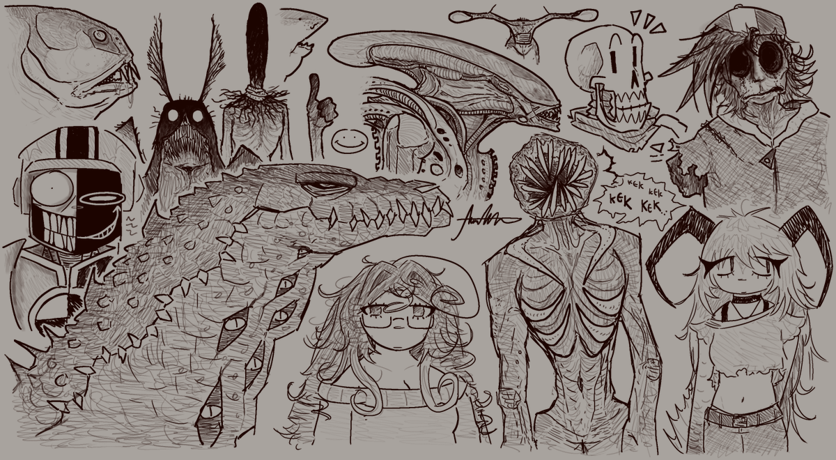 Shark_Sheriff's tweet photo. Sketchdump I've done throughout the week, featuring my buddies @Taylor_nonsense and @WazookyKazooky
#art #sketchdump #ImSoTiredFinn https://t.co/cGZFXi4dLM