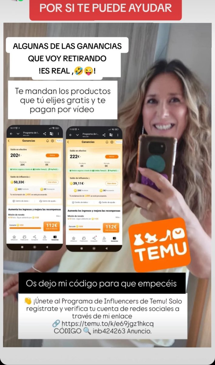 evarubiano's tweet photo. Algunas de mis ganancias  voy retirando. Tú también puedes. 👋 ¡Únete al Programa de Influencers de Temu! Solo regístrate y verifica tu cuenta de redes sociales a través de mi enlace 
🔗 https://t.co/OdtyvnEdqw
CÓDIGO 🔍 inb424263 Anuncio. https://t.co/BtqHmqGP8E