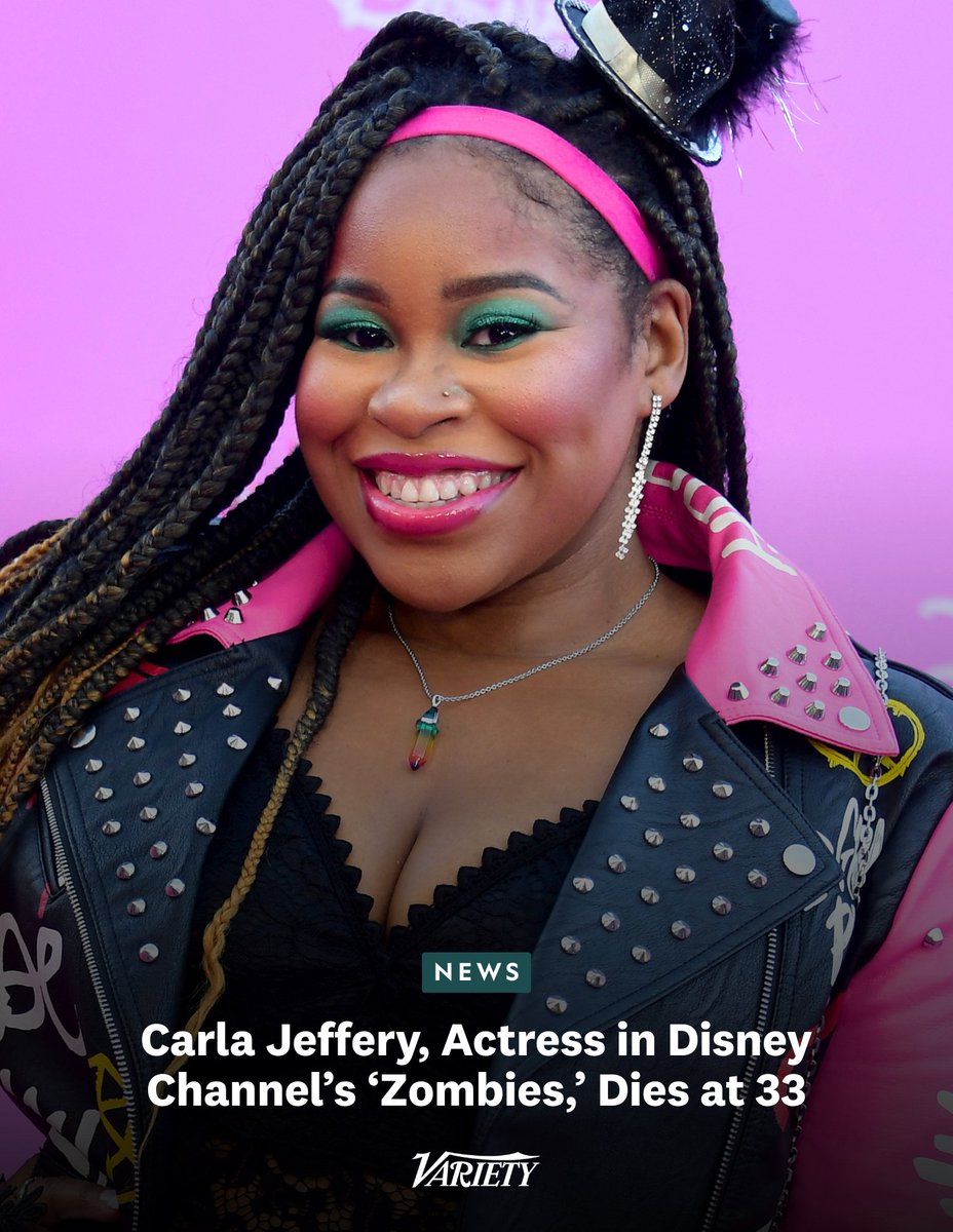 Variety's tweet photo. Carla Jeffery, who played the cheerleader Bree in the Disney Channel’s 2018 movie “Zombies” and several spin-offs, died Sept. 1. She was 33.

Her management company, Alexanders Talent, posted about her death on Instagram, but did not give a cause of death.

https://t.co/fW7NXFGY8D