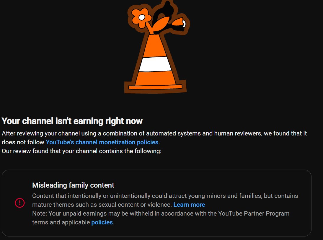 Cowlos2's tweet photo. Hey @TeamYouTube why is my channel that is 84% over the age of 18 for my viewers demonitzied for misleading family content. I always select "not for kids" I always select "Contains Swearing" I always select "Contains romance and shocking content" Adults love animation https://t.co/M6tXSC75wO