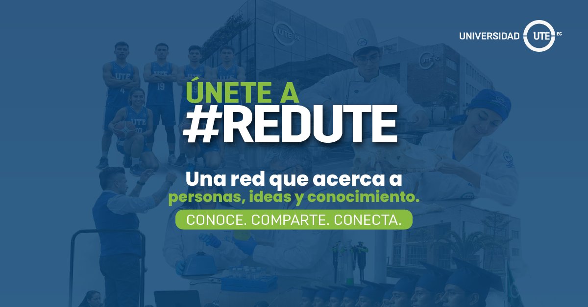 UTEoficial's tweet photo. En la UTE, el conocimiento no se queda en las aulas. Viaja, cruza fronteras, se convierte en investigación, abre caminos y llega a las comunidades para aportar a su bienestar y mejorar su entorno.

Detrás de cada iniciativa hay ideas que buscan respuestas; detrás de cada experiencia internacional, nuevas formas de mirar el mundo; detrás del arte y la cultura, otras maneras de comprender la realidad; y detrás del trabajo con la comunidad, el compromiso de poner el conocimiento al servicio de las personas.

#REDUTE conecta con todo ese conocimiento, con las historias que lo hacen posible y con las oportunidades, proyectos, publicaciones, eventos y experiencias que surgen de él.

Hay mucho por conocer y compartir. 💚💙 

🔗 Déjanos tus datos y selecciona los temas de tu interés para recibir información y descubrir más de todo lo que sucede en la UTE: https://t.co/wOCTc72ShM

Conoce. Comparte. Conecta.

#REDUTE #SomosUTE #LoVivoLoDemuestro