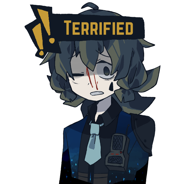 woefulsinner's tweet photo. @LCorpNuggetIV "Agh! Shit! A-ah! Sorry for um.. getting in the way, I'll... leave now.. sorry."

[Despite having a suit that resists BLACK damage, their already weak body meant that Rue was still hurt a lot. They turn to leave immediately.] https://t.co/AmdvKeXAZC