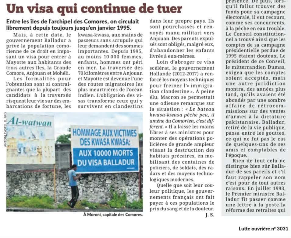 VELOAnouk's tweet photo. On tient à vous informer que contrairement à LFI et Melanchon, Le Parti Communiste ( PCF) et Lutte Ouvrière (LO) sont les seules partis politique Français qui respectent réellement le droit international. #mayotte #comores #balladur https://t.co/KCID72icjt