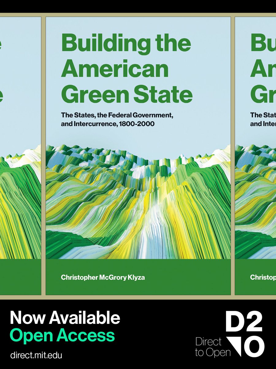 mitpress's tweet photo. New and #openacess: "Building the American Green State," a history of the development of US federal and state environmental agencies and how the intersection of these agencies impacts policymaking today, by Christopher McGrory Klyza. https://t.co/HbMcWkOKef https://t.co/9KMMzrB6NH