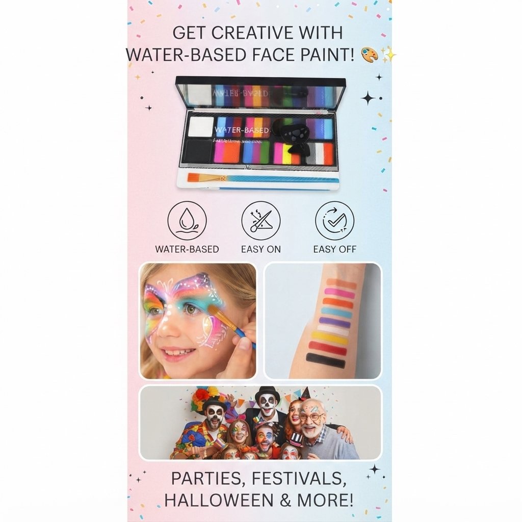 Kaneez_eFatima's tweet photo. Level up your next party, festival, or cosplay look with this all-in-one Water-Based Face Painting Kit! Featuring vibrant rainbow split cakes and an easy wash-off formula, it's safe and fun for kids and adults alike. Easy to use, easy to clean.
#FacePaint 
https://t.co/WU2pRT7kI4 https://t.co/cyTg9E8nTz