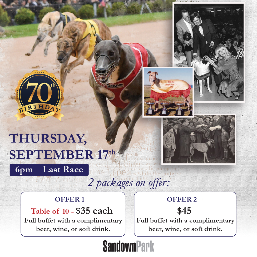 sandowndogs's tweet photo. 🎉 70 Years of Sandown Park! 🎉

Join us on Thursday, 17th September from 6pm as we celebrate seven decades of racing history at Sandown Park.

🎤  Live music + fun times +  full buffet

🎟️ Book now: https://t.co/Zmn5mvVXmJ https://t.co/XsK6LwZAQ4