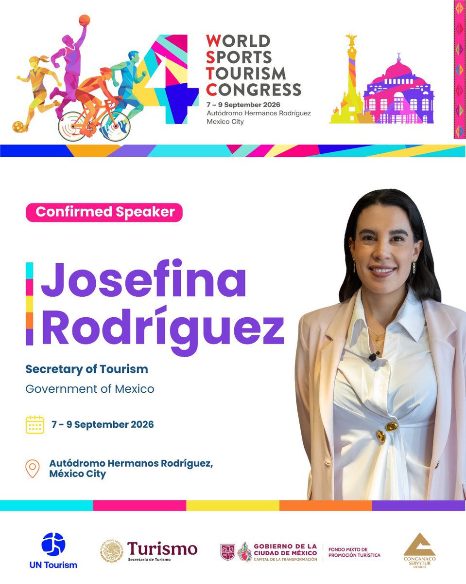 SECTUR_mx's tweet photo. 🌎🏆 ¡Ya falta muy poco para vivir el 4º Congreso Mundial de Turismo Deportivo en México! 🇲🇽

Prepárate para conocer a las y los expertos que serán parte de este gran encuentro internacional, donde compartiremos ideas, experiencias y nuevas perspectivas sobre el presente y futuro del turismo deportivo. 🏃‍♀️⚽🏎️

🎙️ Descubre a los ponentes que estarán con nosotros y sé parte de un espacio que reunirá al mundo del deporte y el turismo en un mismo lugar.

🎟️ ¡Regístrate y asegura tu acceso!

#WSTC2026 #MéxicoEstáDeModa