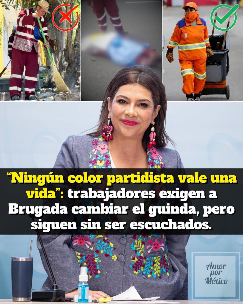 l0rdAlexX's tweet photo. ¿Cuántos trabajadores de limpia más tienen que morir para que Clara Brugada revierta su capricho todo estúpido de darles uniformes color guinda?

Ni Claudia Sheinbaum como Jefa de Gobierno fue tan estúpida y miserable. https://t.co/VybdtQ0pVb