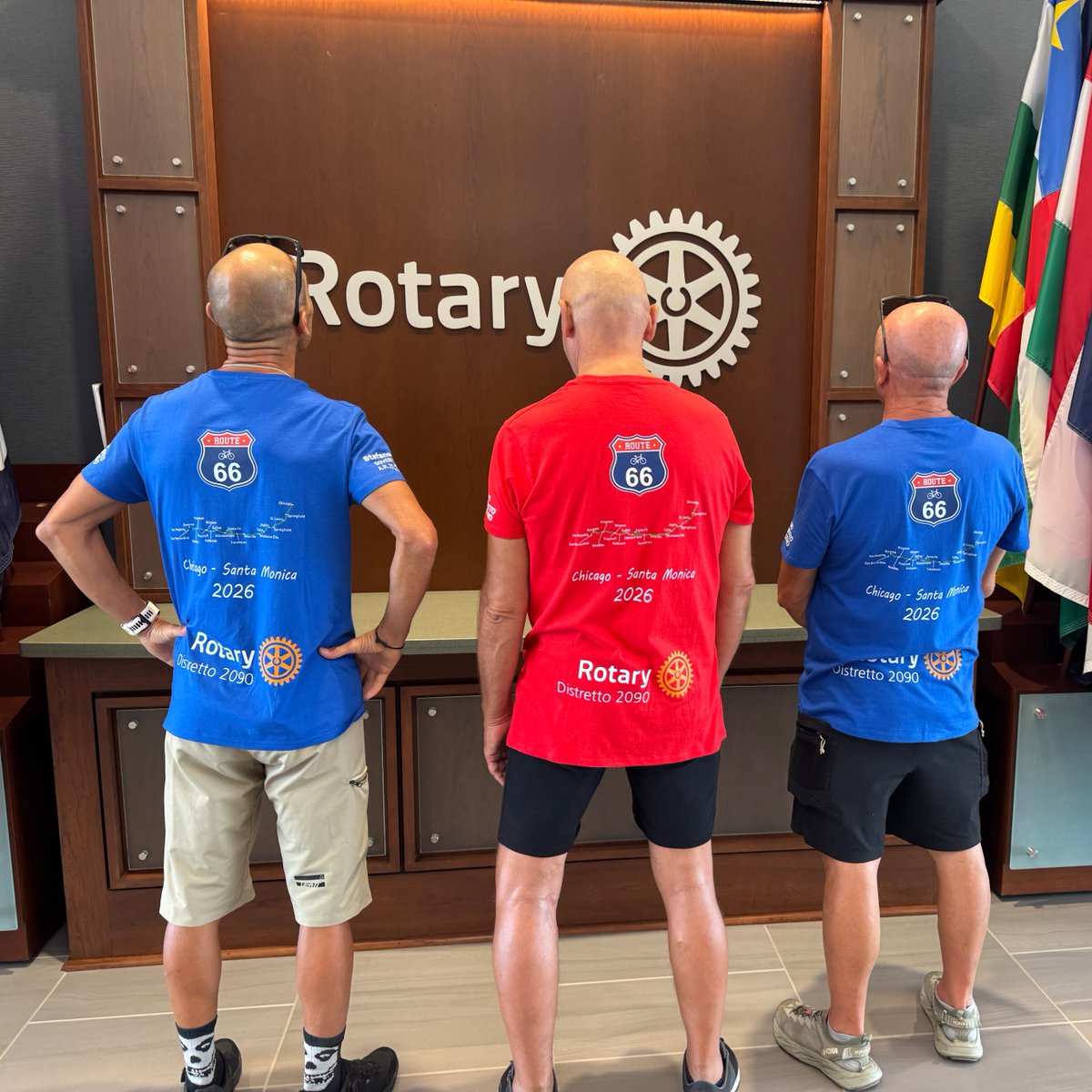 JohnHewko's tweet photo. I had the honor of meeting three Rotarians from Italy who are biking Route 66 from Chicago to Santa Monica to raise funds for #EndPolio. 

Wishing them a safe ride and great success on their journey to support @EndPolioNow 🚲 https://t.co/V1nuD66Ijv