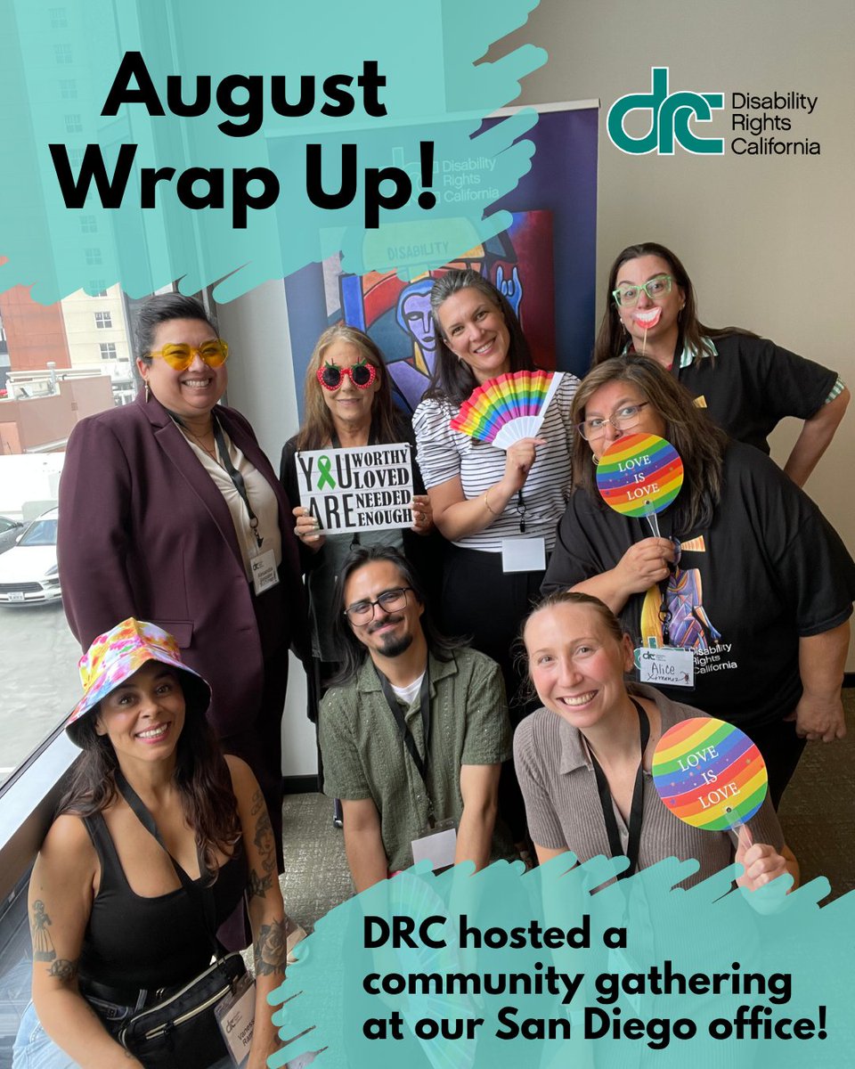 DisabilityCA's tweet photo. Our team at DRC have been hard at work across the state of California. We're taking a look back at a few highlights from our team during the month of August! Let's take a look at what everyone was up to in this DRC Wrap Up for August 2026!

We look forward to continuing our work in partnership with disabled people to defend rights, advance opportunities, grow power, and expand public support for disability justice in California and beyond.

#DisabilityRightsCA #DRCWrapUp #DeafAwarenessMonth #Advocacy #HealthNotHatm #Recap @AndyDRC @emony21 @V_a_nessa_Ramos @UniteThePoor @MercedBPSB @LakeshoreFound @SDCBlind