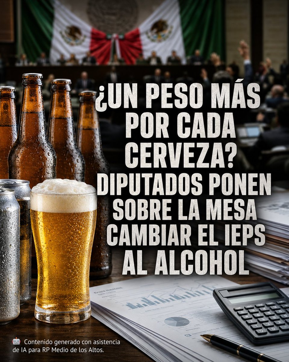 RPMedio's tweet photo. 🍺💸 ¿𝗨𝗻 𝗽𝗲𝘀𝗼 𝗺𝗮́𝘀 𝗽𝗼𝗿 𝗰𝗮𝗱𝗮 𝗰𝗲𝗿𝘃𝗲𝘇𝗮? 𝗗𝗶𝗽𝘂𝘁𝗮𝗱𝗼𝘀 𝗽𝗼𝗻𝗲𝗻 𝘀𝗼𝗯𝗿𝗲 𝗹𝗮 𝗺𝗲𝘀𝗮 𝗰𝗮𝗺𝗯𝗶𝗮𝗿 𝗲𝗹 𝗜𝗘𝗣𝗦 𝗮𝗹 𝗮𝗹𝗰𝗼𝗵𝗼𝗹

La chela podría recibir un nuevo ajuste fiscal si prospera una propuesta que se analiza en la Cámara de Diputados para modificar la manera en que se cobra el Impuesto Especial sobre Producción y Servicios (IEPS) a las bebidas alcohólicas.

La diputada Vanessa López Carrillo, del Partido del Trabajo, presentó una iniciativa para reformar el artículo 2 de la Ley del IEPS y sustituir el esquema basado principalmente en el valor del producto por cuotas vinculadas con los grados de alcohol contenidos en cada litro.

El argumento es que existe una fuerte diferencia entre el volumen vendido y los impuestos aportados por cada sector: la cerveza representa 93.1% del volumen comercializado de bebidas alcohólicas y aporta 63.3% de la recaudación del IEPS.

🍻 Para el consumidor, los cálculos presentados apuntan a un aumento aproximado de entre 60 centavos y un peso por cerveza, según su precio y presentación.

La estimación legislativa señala que el cambio podría generar alrededor de 6 mil 500 millones de pesos adicionales de recaudación.

Ojo: todavía no significa que mañana vaya a subir la cerveza. La modificación se encuentra en etapa de propuesta y requiere avanzar en el proceso legislativo para convertirse en ley.

Fuente: Sistema de Información Legislativa / Cámara de Diputados

#RicardoPadilla #Cerveza #IEPS

🤖 Contenido generado con asistencia de IA para RP Medio de los Altos.