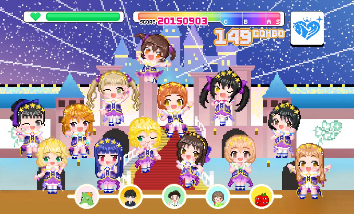 15_TACHIBANA's tweet photo. 過去絵ですがデレステの11周年をU149の子たちでお祝い!!🥳🎉

#デレステ11周年 
#ドット絵 https://t.co/I82WsVoLaz