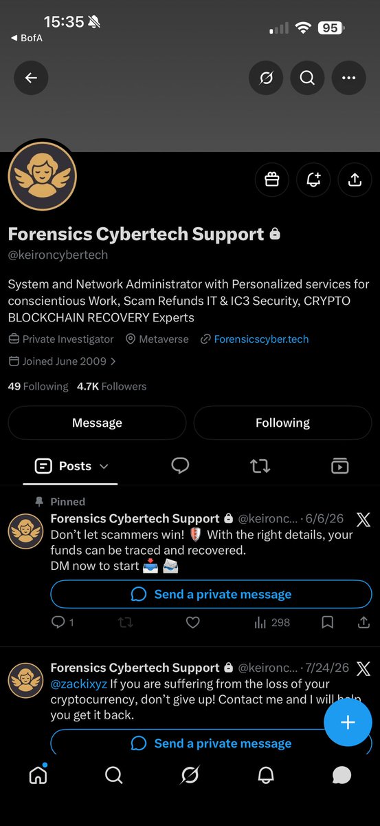 SouthCountyLord's tweet photo. @keironcybertech holding my money and not refunding it as requested. Instead is insisting I send him more money. 

Can someone who's actually legit and not going to charge me thousands up front prior to recovery reach out to me and save me from this bullshit? https://t.co/joyJ9YHEmV