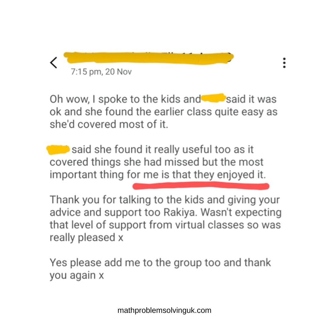 MathProbSolving's tweet photo. “Oh wow, then most important thing for me is that they enjoyed it”
Who said maths was boring? My sessions are packed full of happy, fun, sums!
It makes it all possible with the right teaching and support! https://t.co/E2ca8T9lzf