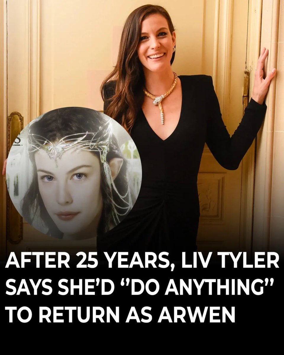 TolkienWorldG's tweet photo. Liv Tyler says she’d “do anything” to return as Arwen in The Lord of the Rings.

Speaking at Awesome Con last year, Tyler revealed she still writes to Fran Walsh and Philippa Boyens asking: “Is there any chance we’re going to need Arwen back?”

“It was such a profound gift. I would do anything to be able to see it again, feel it again.”

25 years after The Fellowship of the Ring, Liv Tyler is clearly ready for another journey to Middle-earth.