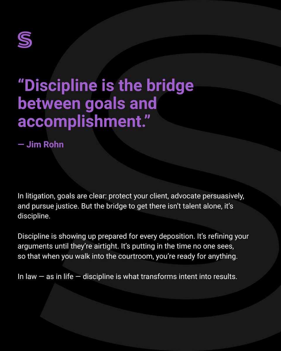 huronlaw's tweet photo. Talent sets the goal, but discipline carries you across the finish line.
In litigation — as in life — discipline is what transforms intent into results.

#Litigation #LegalWriting https://t.co/bWZYnyi0cK