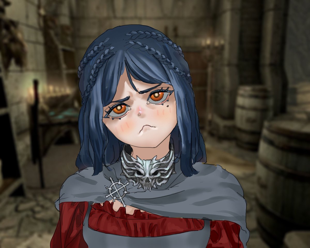 JaptheBaptist's tweet photo. Serana when you ask her to take off the collar she got from her rapist. https://t.co/1elvfvxwTA