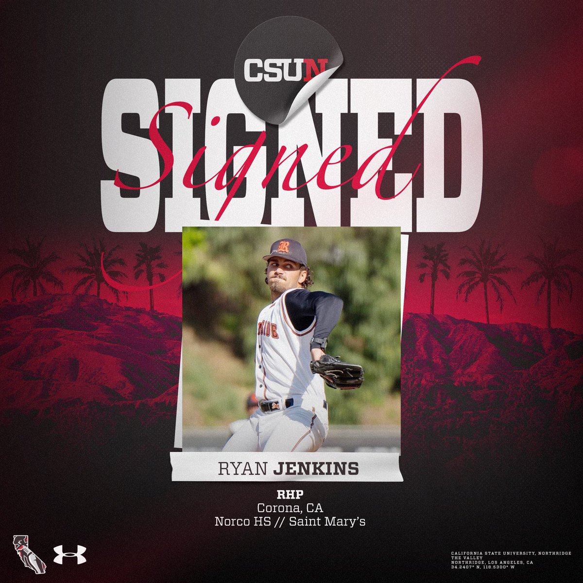 CSUNBaseball's tweet photo. Please join us in welcoming the new additions to our Matador Baseball family!

Next up, a physical right hander from Riverside City College who really pounds the zone. 

🌴 Ryan Jenkins, Welcome to the Ridge! 🌴 https://t.co/7rhMrV7oEd