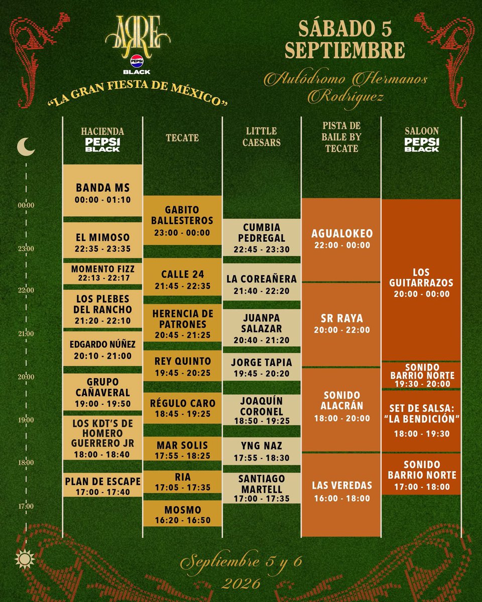 ailoviutl's tweet photo. 🚨 HORARIOS OFICIALES 🚨

🤠 Arre Fest 2026 🤠 
🗓️ Sábado 5 y Domingo 6 de Septiembre 🗓️
🏟️ Autódromo Hermanos Rodríguez 🏟️
📍 CDMX 📍 México 🇲🇽 

Boletos disponibles en Ticketmaster: https://t.co/znmiRAQV9A 👈🏽🔗🤠

#Arre #FestivalArre #México #Concert #CDMX #Concierto #ArreFestival #ArrePepsi #ArrePepsiBlack Festival #Tour2027 #Tour2025 #Tour2026 #ArreFest #Festival #ARRE26 #Fest #CorridosTumbados #Grupero #Regional