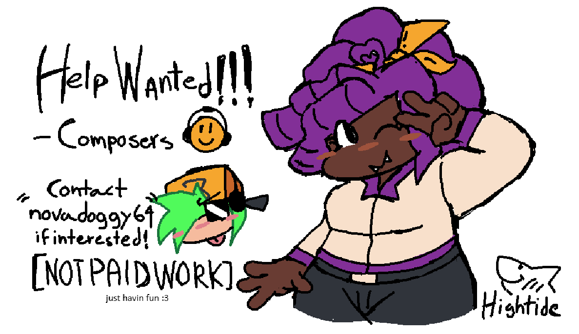 B3Impostor's tweet photo. WE NEED YOUR HELP!
HIGHTIDE is looking for talented composers to help out!
dm "novadoggy64" with examples!
#B3FNF #vsimpostor #vsimpostorb3 https://t.co/w3zD6VilYQ