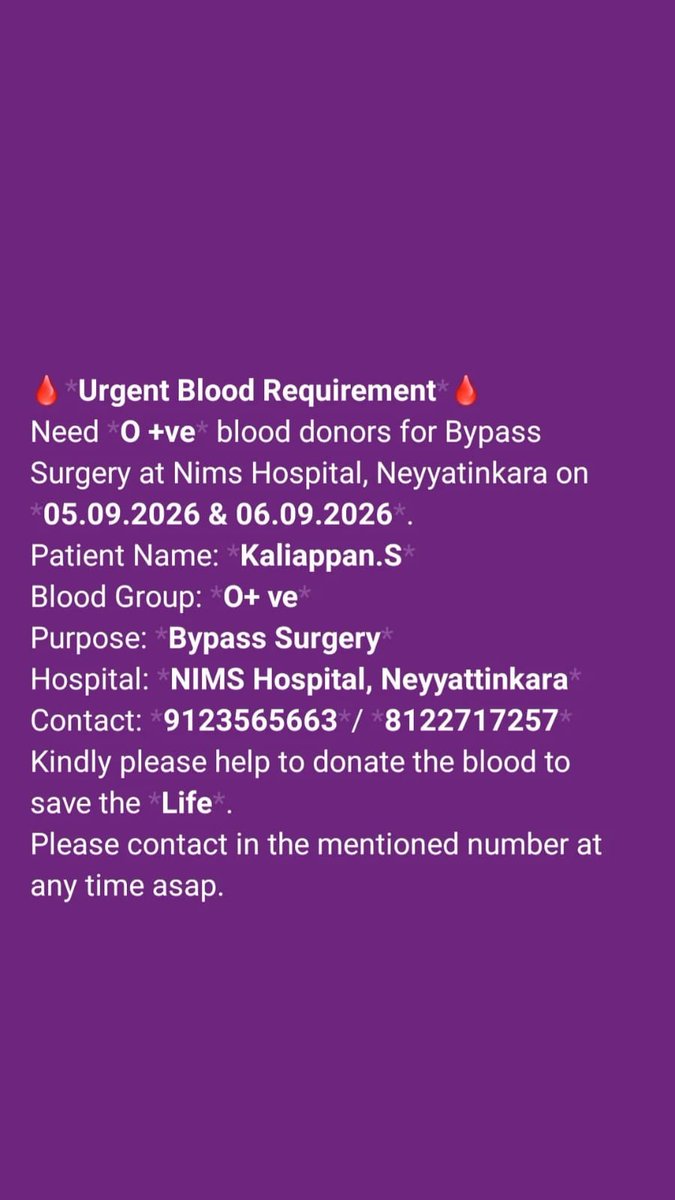 s785162's tweet photo. @BloodDonorsIn @BloodAid 
🚨 Urgent Blood Requirement 
O+ blood https://t.co/Op2kamL9t6