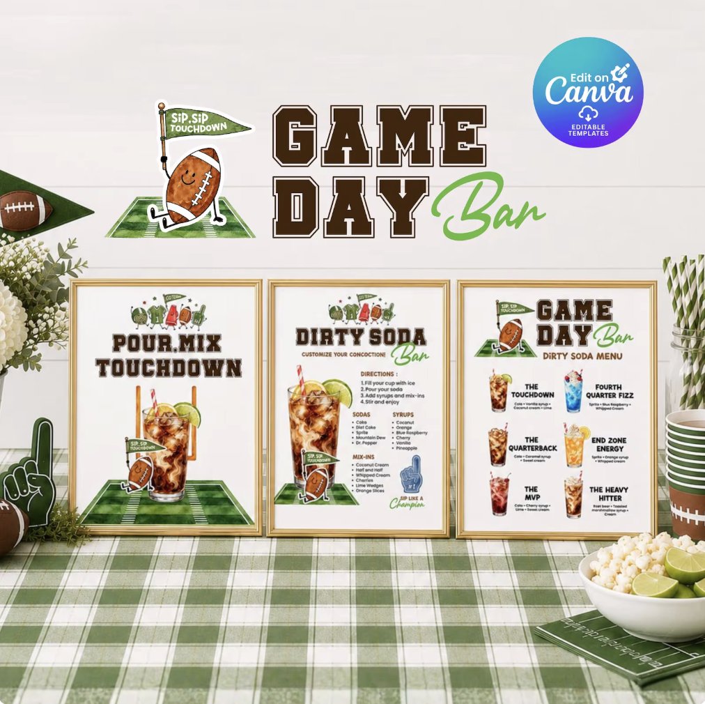Bhelllll's tweet photo. POV: You’re hosting game day and everyone asks “Where did you get this?” 🏈🥤
Create a football drink station your guests won’t forget Editable. Customizable. Party-ready. https://t.co/1GdYemmyzo #FootballParty #GameDayParty #DirtySodaBar #PartyDecor #gameday #dirtysodabar https://t.co/r7gJogcGYa