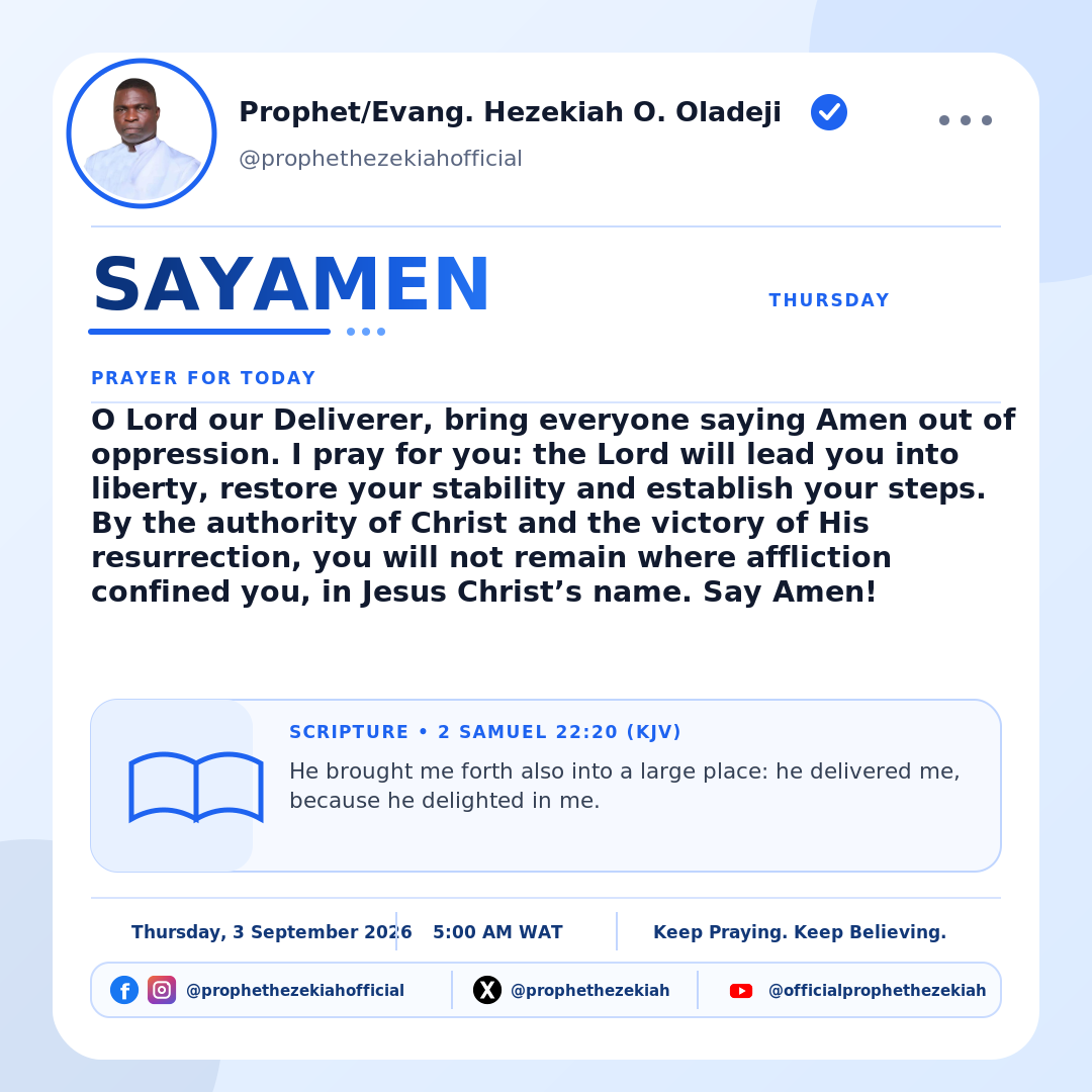prophethezekiah's tweet photo. A CLOSED DOOR IS NOT ALWAYS A FINAL NO.
TRUST GOD WITH THE DOORS HE HAS APPOINTED.
May every God-given opportunity He intends for you open in His wisdom and timing. REPLY AMEN.
#SAYAMEN #OpenDoors #FaithInGod https://t.co/wJzYAaUMtd