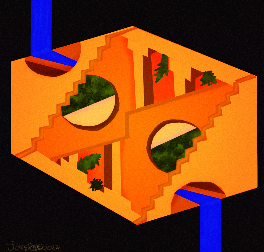JLK_asper's tweet photo. Here is my new private work, "Kaspar's Mystery 1"; it represents the comfort zone loop and how easy it is to get stuck going in circles within it. #art #digitalart #conceptualart  Many thanks to @ShepMerami for joining me in the process. https://t.co/S64eenglB5