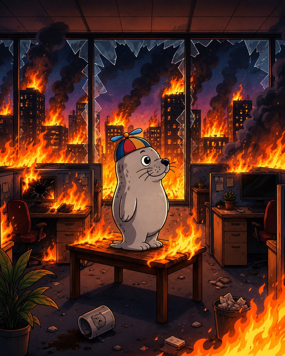Robbietheseal's tweet photo. Everything‘s burning. $ROBBIE is just chillin. Based. https://t.co/bmlMapLrgg