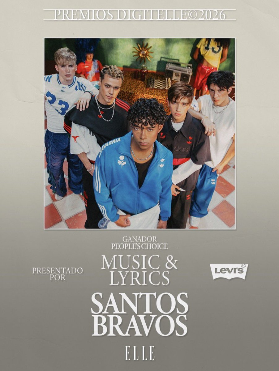 santosbravos_pe's tweet photo. SANTOS BRAVOS GANÓ COMO MEJOR MUSIC &amp; LYRICS EN LOS PREMIOS DIGITELLE 2026 

¡BIEN HECHO DUAL! 😭🫶🏻

@santos_bravos @ELLEMexico 

#SANTOSBRAVOS #DUAL https://t.co/VnSspBNYCX