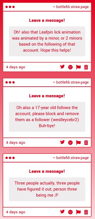 LycenFreak's tweet photo. I dont know who sent this, but if youre following me could please just TELL ME instead of sending it though strawpage? I appreciate the sentiment, but I dont check strawpage too often and I so I had no clue about these issues until so checked just now to decompress https://t.co/uB5r3QXpIu