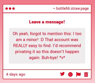 LycenFreak's tweet photo. I dont know who sent this, but if youre following me could please just TELL ME instead of sending it though strawpage? I appreciate the sentiment, but I dont check strawpage too often and I so I had no clue about these issues until so checked just now to decompress https://t.co/uB5r3QXpIu
