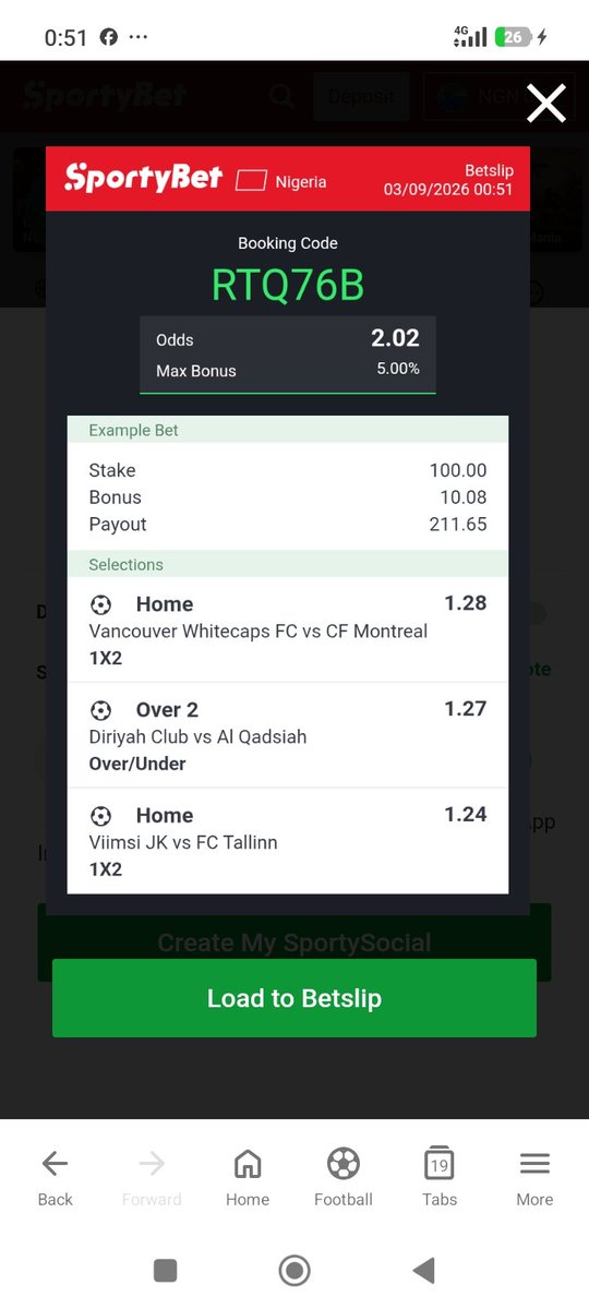 Okwug2026's tweet photo. *JOURNEY FROM N3,150 TO N1,190,700 IN 8DAYS*

 *RTQ76B: SPORTYBET BOOKING CODE.*

 *FIRST GAME STARTS BY 3A.M*

DAY ONE: 3RD SEPTEMBER 2026 https://t.co/i4ck3TbfWR