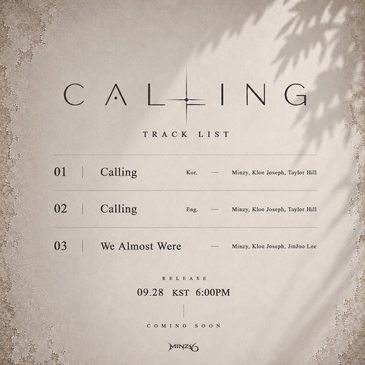 mingkki21's tweet photo. 01. Calling 
02. Calling (Eng Ver.)
03. We Almost Were https://t.co/w5O4Azzp6F