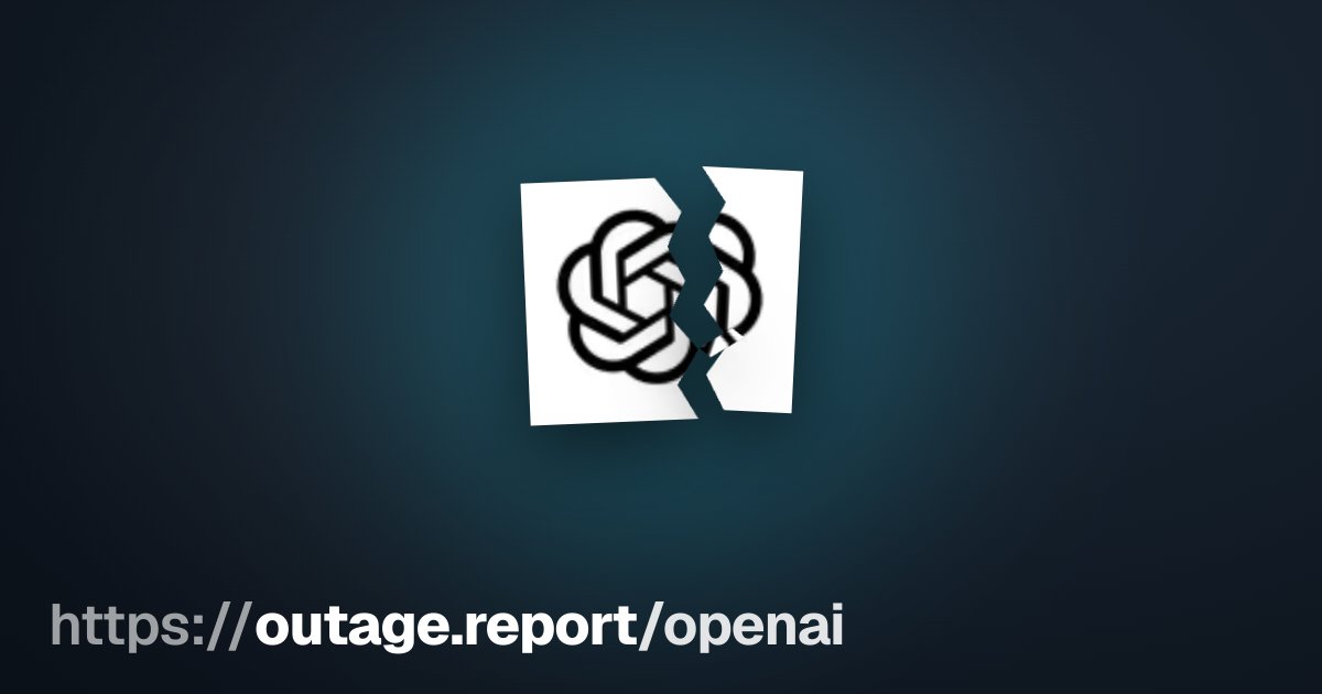 ReportOutage's tweet photo. Is OpenAI down?
We're seeing early signs of trouble at OpenAI — is it down for you?
#OpenaiDown #OpenaiOutage https://t.co/zFvoWrXXXc