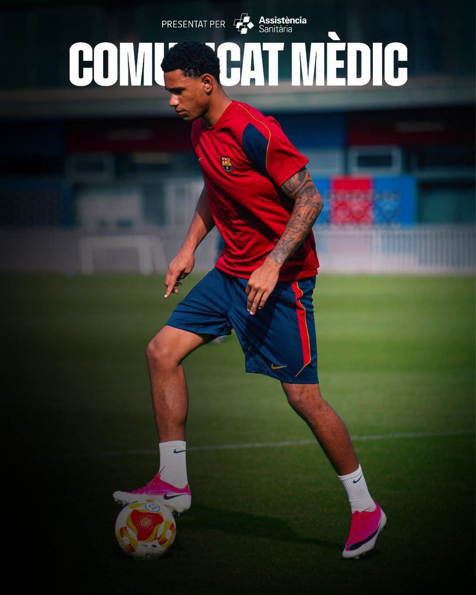 Barceloneactual's tweet photo. Communiqué médicale

Le joueur du Barça Atlètic, Juwensley Onstein, souffre d'une blessure au biceps fémoral de la jambe gauche. Son indisponibilité est estimée entre six et huit semaines. https://t.co/phRmcVNXeW
