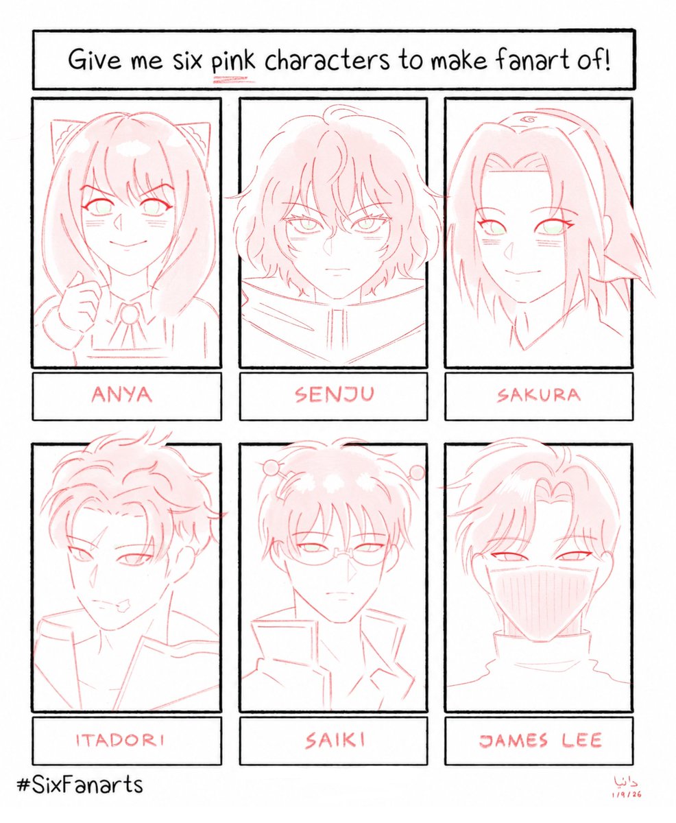 Temporaryrad's tweet photo. My lovely strong pinkies... Had so much fun drawing these 🥺 

Characters - 
#anya #senju #sakura #itadori #saiki #jameslee #sixfanarts https://t.co/AngDNt68yz