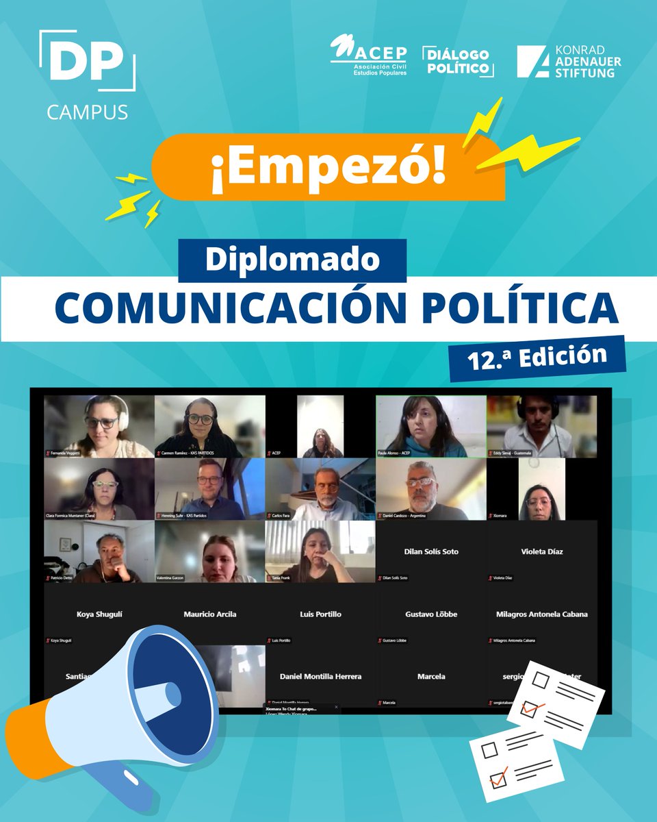 KASPartidos's tweet photo. 🎓 Comenzó el Diplomado en Comunicación Política.

🌎 Participantes de América Latina están adquiriendo herramientas concretas para comunicar, planificar y desarrollar estrategias de comunicación política efectivas.

🤝 Una iniciativa que realizamos junto a @acepnacional https://t.co/aUHHWmdAy1