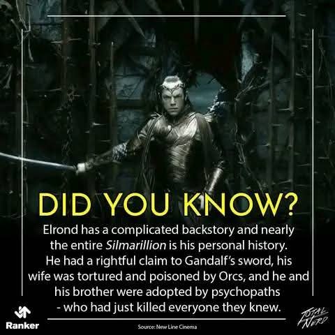 EdelaR1's tweet photo. Dato de LOTR que POCOS SABEN... Y ahora tú.

Elrond. Uno de los seres más poderosos de la Tierra Media, con uno de los pasados más dolorosos también. Unu...

#profegameryyuca #Elrond   #lotr #lordoftherings #silmarillion https://t.co/VCXTIOkChJ