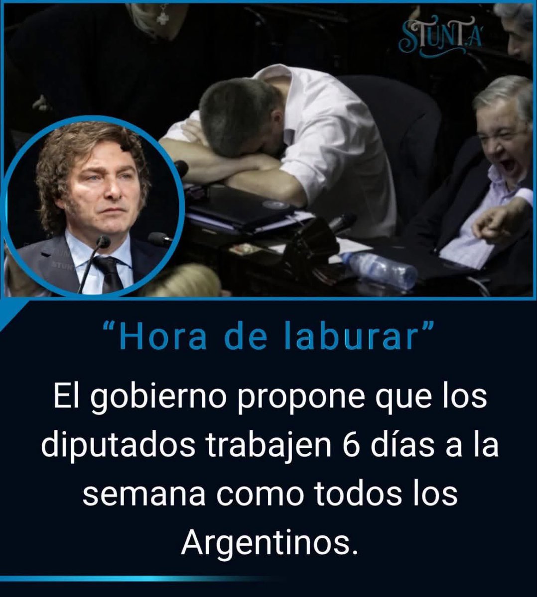 Analaura1935's tweet photo. El Gobierno analiza que los diputados nacionales trabajen seis días a la semana, para aumentar su dedicación, compromiso y cercanía con las necesidades de la sociedad. https://t.co/Uv6g2QTXyl