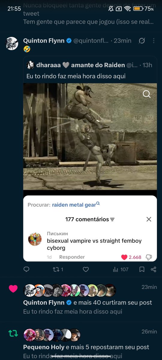 iL0V3Lynx_'s tweet photo. MEU DEUS CARALHO O RAIDEN EM PESSOA NOTOU MEU TWEET VAI SE FODER TODO MUNDO EU POSSO MORRER AGORA https://t.co/WwsdhuvedA