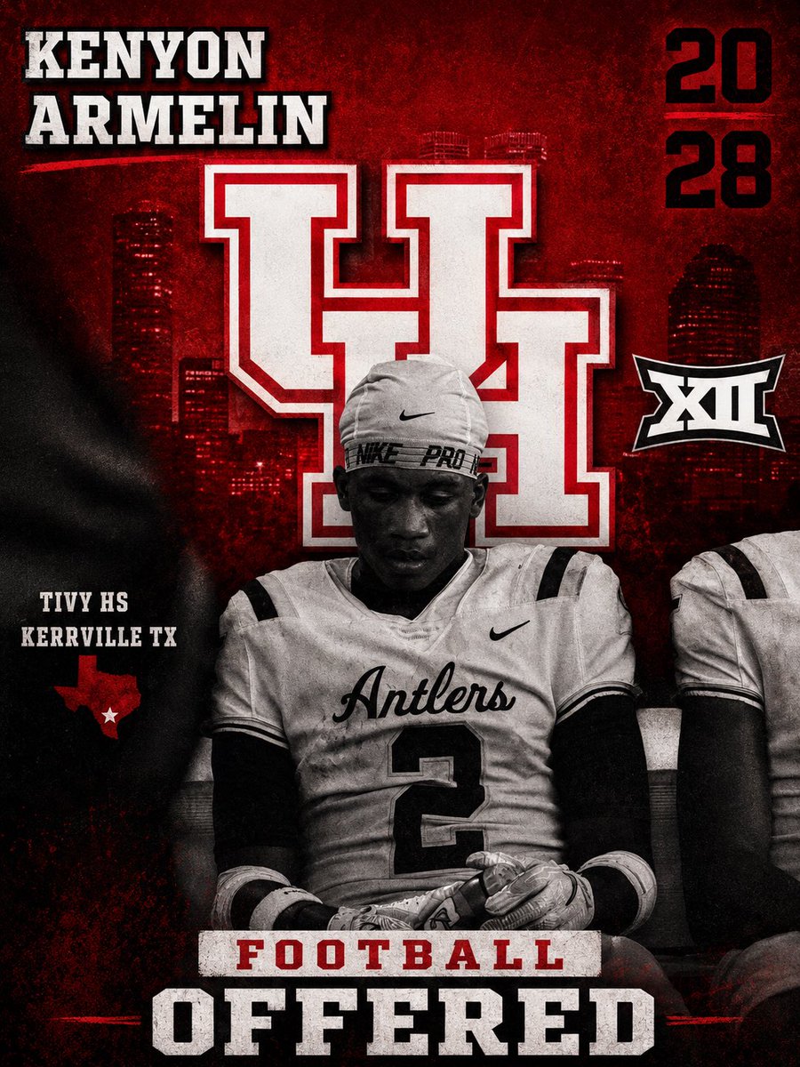 Armelinkenyon2's tweet photo. After a great conversation with @Casey_Smithson I am blessed to receive an offer from @UHCougarFB for the opportunity to further my education and a chance to play football. #TFND #Coogs @CoachWEFritz @CoachNeill @coach_bestes https://t.co/CXhrZIBwDG