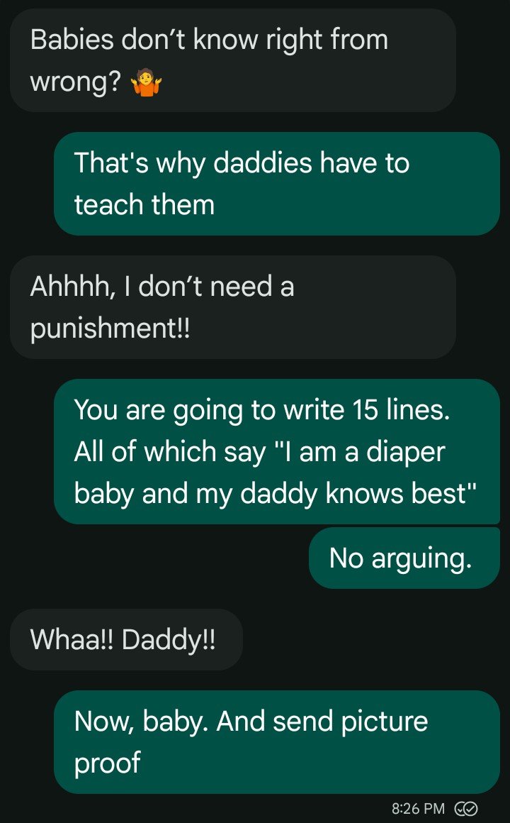 LoveDaddyAbDL's tweet photo. When daddies have to lay down the law with their baby 
#abdl #domsub #ageplay #abdldaddy #abdlbaby #kink #kinky #daddykink https://t.co/XVS3F2eggk