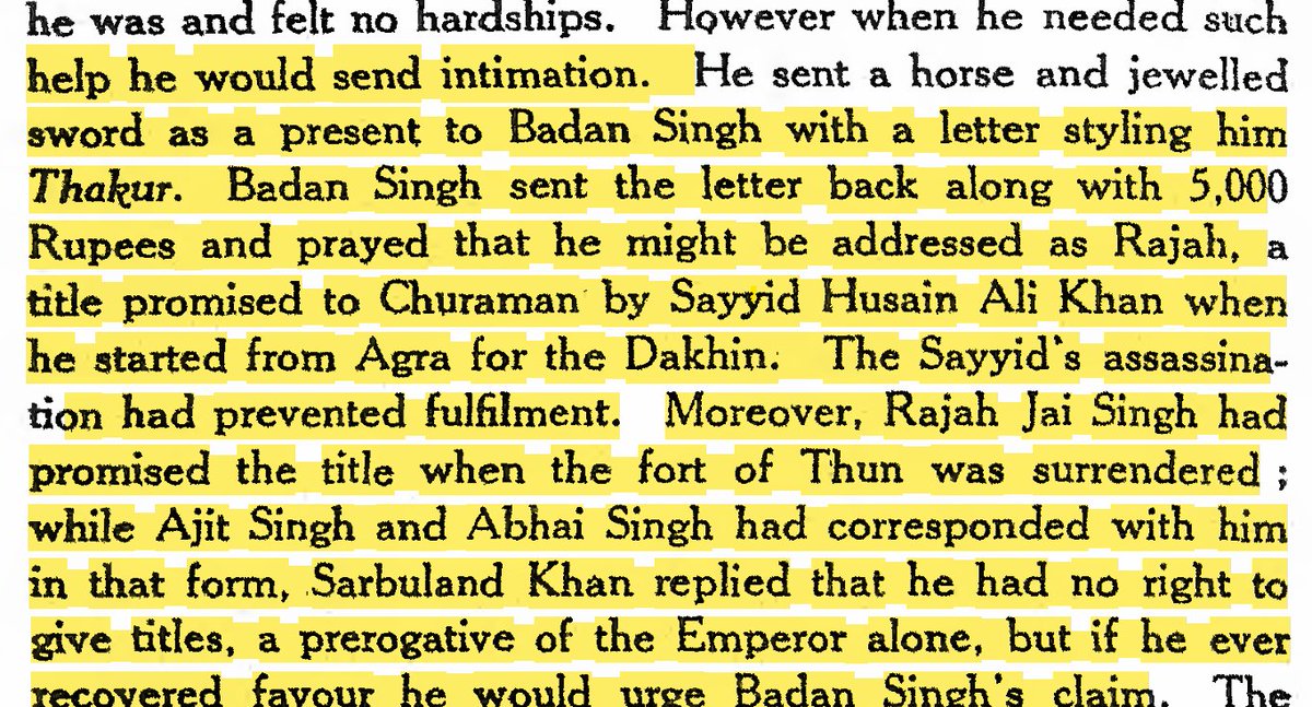 RajputsofEI's tweet photo. The Jat rulers of Bharatpur were viewed as mere Thakurs or Landlord in service of Jaipur Rajas by contemporary Nobels and Kings,in reply of being addressed as mere thakurs Badan Singh the Jat zamindar of Bharatpur claimed the title of raja was grated to them by Jai Singh of Amber https://t.co/LpWI5SDfss