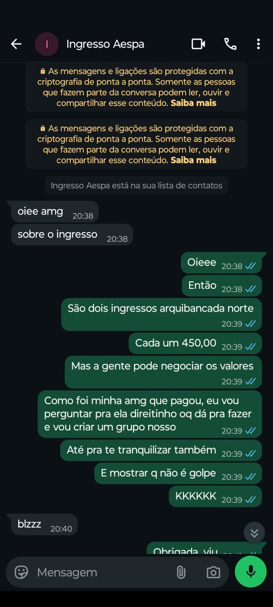 iloveyeonjunu's tweet photo. oii gente, vim por meio desse post denunciar a @/mafalune, que deu um golpe em mim e em uma amiga minha! Nós estávamos vendendo ingressos pro show do aespa, e ela mandou mensagem demonstrando interesse (segue imagens abaixo). Então criamos um grupo no whatsapp para fazer a + https://t.co/ZAYRPfCYAL