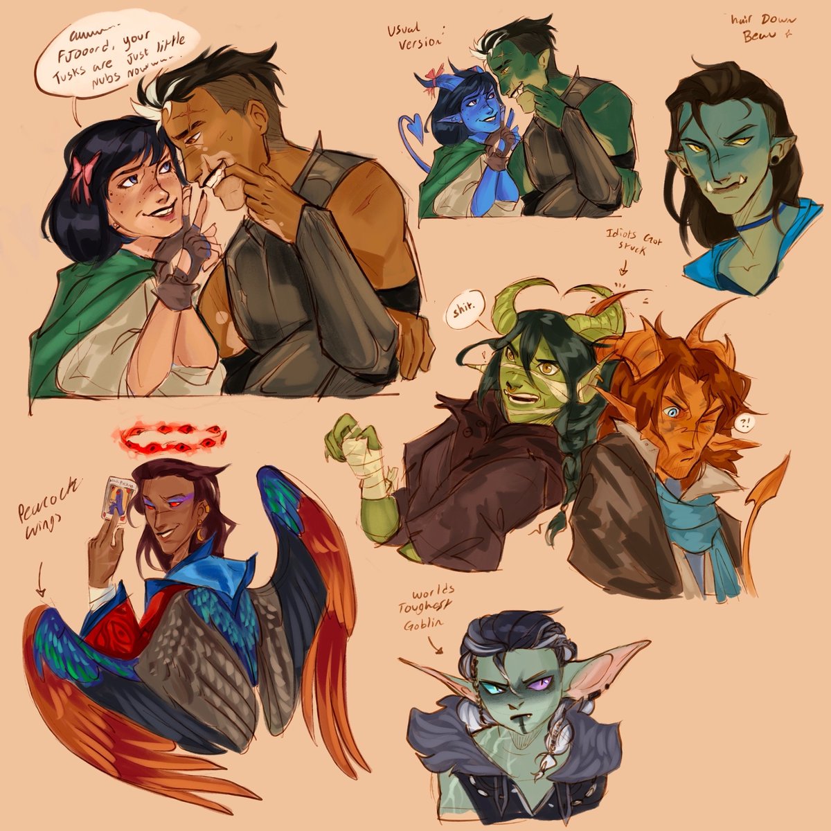 Graakky's tweet photo. Silly m9 species swap au I’ve been messing with on my tumblr 
I’m taking requests for what to do with this au over there if anyone has any input 👀
#criticalrole #mightynein #themightynein https://t.co/6GWvuh854J