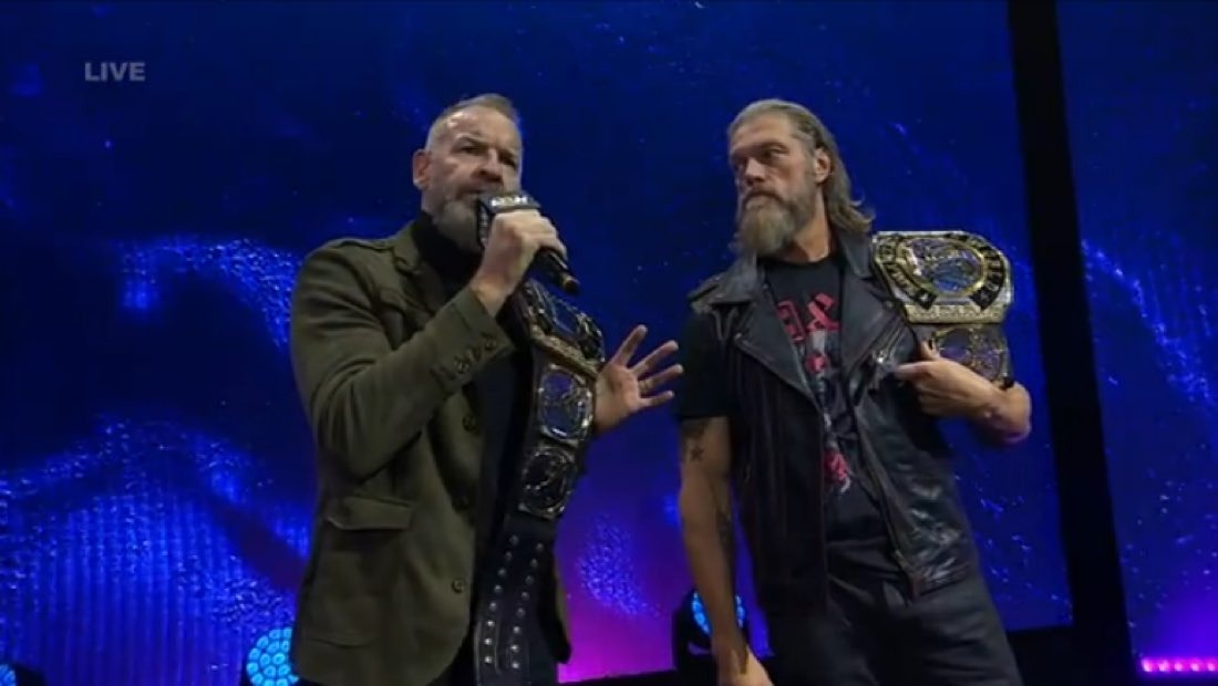 WrestlePurists's tweet photo. Christian Cage to Young Bucks and FTR:

“I’m surprised that the four of you aren’t more embarrassed. I’m surprised you’re not so embarrassed that you wouldn’t consider willingly taking a 50% pay cut and going somewhere else.”

#AEWDynamite https://t.co/BO52TzYCbH