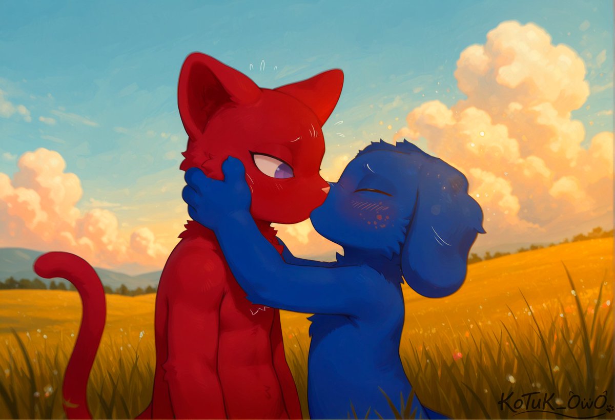 KoTuK_OwO's tweet photo. Just a kiss~💕

#AIart #furry #art #sfw #Chaz #Riley #ChazRiley https://t.co/lciLEjYuMF
