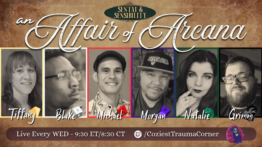 TiffanySoleilVA's tweet photo. Tonight on #Sentai&Sensibility : An Affair of Arcana: To the high seas for an auction, what situation will the Rangers find as they race towards gathering their last Arthurian artifact? Live at 9:30 PM ET: https://t.co/AkSOhNRfvJ #ActualPlay #TTRPG #POLYMORPH https://t.co/zUN6SqoZ7n